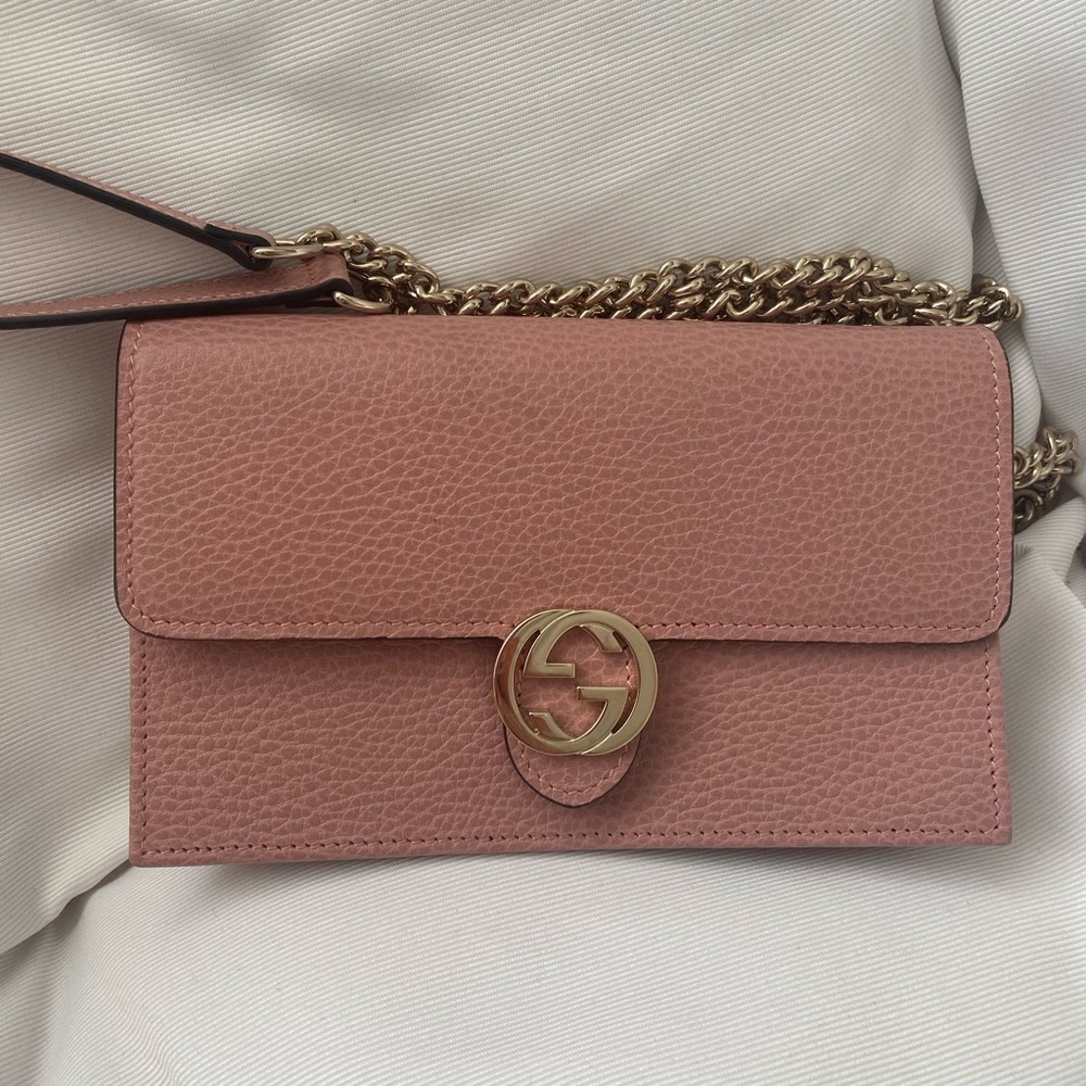 Gucci Wallet on Chain Pink Crossbody Bag